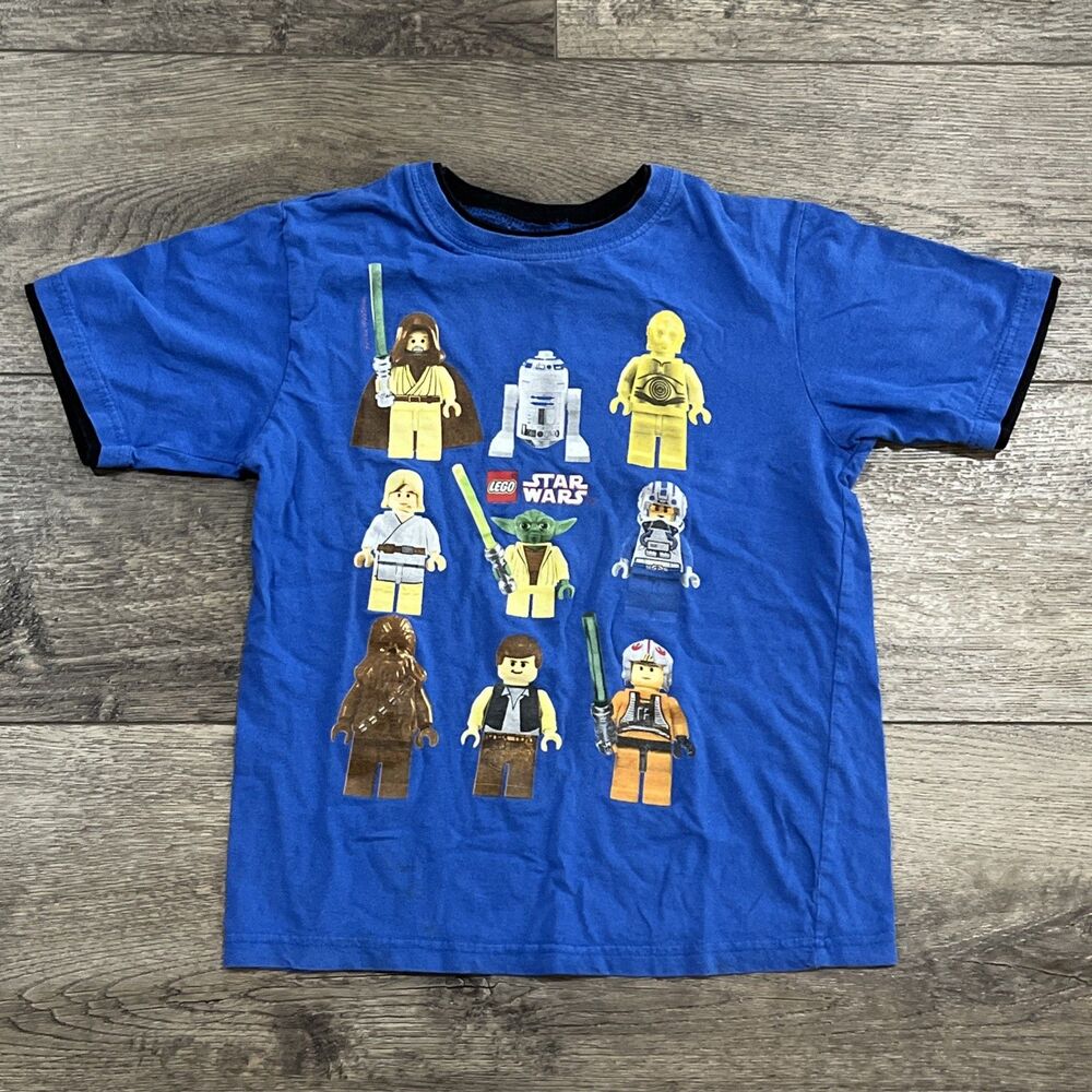 Vintage 2010 Lego Star Wars Character T-Shirt Luke, Chewbacca, Yoda, C3PO Kids M